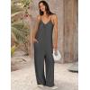 image:imageANRABESS Women Jumpsuits 2026 Casual Sleeveless Spaghetti Strap Boho Wide Leg Rompers Summer Outfits Beach Vacation ClothesGrey