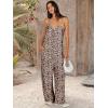 image:imageANRABESS Women Jumpsuits 2026 Casual Sleeveless Spaghetti Strap Boho Wide Leg Rompers Summer Outfits Beach Vacation ClothesLeopard Print