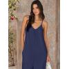 image:imageANRABESS Women Jumpsuits 2026 Casual Sleeveless Spaghetti Strap Boho Wide Leg Rompers Summer Outfits Beach Vacation ClothesNavy Blue