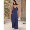 image:imageANRABESS Women Jumpsuits 2026 Casual Sleeveless Spaghetti Strap Boho Wide Leg Rompers Summer Outfits Beach Vacation ClothesNavy Blue