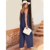 image:imageANRABESS Women Jumpsuits 2026 Casual Sleeveless Spaghetti Strap Boho Wide Leg Rompers Summer Outfits Beach Vacation ClothesNavy Blue