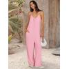 image:imageANRABESS Women Jumpsuits 2026 Casual Sleeveless Spaghetti Strap Boho Wide Leg Rompers Summer Outfits Beach Vacation ClothesPink