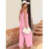 image:imageANRABESS Women Jumpsuits 2026 Casual Sleeveless Spaghetti Strap Boho Wide Leg Rompers Summer Outfits Beach Vacation ClothesPink