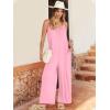 image:imageANRABESS Women Jumpsuits 2026 Casual Sleeveless Spaghetti Strap Boho Wide Leg Rompers Summer Outfits Beach Vacation ClothesPink