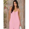 image:imageANRABESS Women Jumpsuits 2026 Casual Sleeveless Spaghetti Strap Boho Wide Leg Rompers Summer Outfits Beach Vacation ClothesPink