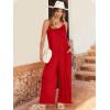 image:imageANRABESS Women Jumpsuits 2026 Casual Sleeveless Spaghetti Strap Boho Wide Leg Rompers Summer Outfits Beach Vacation ClothesRed
