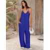 image:imageANRABESS Women Jumpsuits 2026 Casual Sleeveless Spaghetti Strap Boho Wide Leg Rompers Summer Outfits Beach Vacation ClothesRoyal Blue
