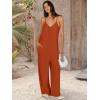 image:imageANRABESS Women Jumpsuits 2026 Casual Sleeveless Spaghetti Strap Boho Wide Leg Rompers Summer Outfits Beach Vacation ClothesRust