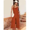 image:imageANRABESS Women Jumpsuits 2026 Casual Sleeveless Spaghetti Strap Boho Wide Leg Rompers Summer Outfits Beach Vacation ClothesRust