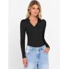image:imageANRABESS Women Long Sleeve Polo Shirts V Neck Slim Rib Knit Collared Dressy Business Casual Top 2025 Basic Tee Fall OutfitsBlack