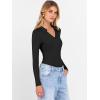image:imageANRABESS Women Long Sleeve Polo Shirts V Neck Slim Rib Knit Collared Dressy Business Casual Top 2025 Basic Tee Fall OutfitsBlack