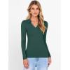 image:imageANRABESS Women Long Sleeve Polo Shirts V Neck Slim Rib Knit Collared Dressy Business Casual Top 2025 Basic Tee Fall OutfitsDeep Green
