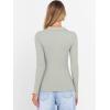 image:imageANRABESS Women Long Sleeve Polo Shirts V Neck Slim Rib Knit Collared Dressy Business Casual Top 2025 Basic Tee Fall OutfitsLight Green