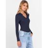 image:imageANRABESS Women Long Sleeve Polo Shirts V Neck Slim Rib Knit Collared Dressy Business Casual Top 2025 Basic Tee Fall OutfitsNavy Blue