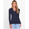 image:imageANRABESS Women Long Sleeve Polo Shirts V Neck Slim Rib Knit Collared Dressy Business Casual Top 2025 Basic Tee Fall OutfitsNavy Blue