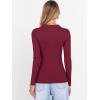 image:imageANRABESS Women Long Sleeve Polo Shirts V Neck Slim Rib Knit Collared Dressy Business Casual Top 2025 Basic Tee Fall OutfitsWine Red