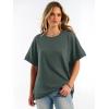 image:imageANRABESS Women Oversized Waffle Knit TShirts Summer Casual Short Sleeve Tunic Tops Side Spilt Tee Shirts 2026 Trendy ClothesArmy Green