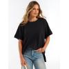 image:imageANRABESS Women Oversized Waffle Knit TShirts Summer Casual Short Sleeve Tunic Tops Side Spilt Tee Shirts 2026 Trendy ClothesBlack
