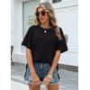 image:imageANRABESS Women Oversized Waffle Knit TShirts Summer Casual Short Sleeve Tunic Tops Side Spilt Tee Shirts 2026 Trendy ClothesBlack