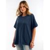 image:imageANRABESS Women Oversized Waffle Knit TShirts Summer Casual Short Sleeve Tunic Tops Side Spilt Tee Shirts 2026 Trendy ClothesBlue