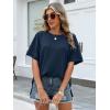 image:imageANRABESS Women Oversized Waffle Knit TShirts Summer Casual Short Sleeve Tunic Tops Side Spilt Tee Shirts 2026 Trendy ClothesBlue
