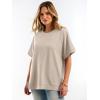 image:imageANRABESS Women Oversized Waffle Knit TShirts Summer Casual Short Sleeve Tunic Tops Side Spilt Tee Shirts 2026 Trendy ClothesParchment