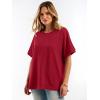 image:imageANRABESS Women Oversized Waffle Knit TShirts Summer Casual Short Sleeve Tunic Tops Side Spilt Tee Shirts 2026 Trendy ClothesRed