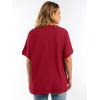 image:imageANRABESS Women Oversized Waffle Knit TShirts Summer Casual Short Sleeve Tunic Tops Side Spilt Tee Shirts 2026 Trendy ClothesRed
