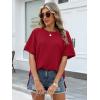 image:imageANRABESS Women Oversized Waffle Knit TShirts Summer Casual Short Sleeve Tunic Tops Side Spilt Tee Shirts 2026 Trendy ClothesRed