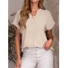 image:imageANRABESS Women Short Sleeve Henley Top V Neck Dressy Business Casual Work Blouses Summer Shirts 2026 Vacation Fashion ClothesBeige