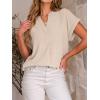 image:imageANRABESS Women Short Sleeve Henley Top V Neck Dressy Business Casual Work Blouses Summer Shirts 2026 Vacation Fashion ClothesBeige