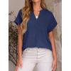 image:imageANRABESS Women Short Sleeve Henley Top V Neck Dressy Business Casual Work Blouses Summer Shirts 2026 Vacation Fashion ClothesDeep Blue