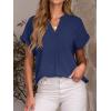 image:imageANRABESS Women Short Sleeve Henley Top V Neck Dressy Business Casual Work Blouses Summer Shirts 2026 Vacation Fashion ClothesDeep Blue