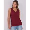 image:imageANRABESS Women Tank Tops Summer V Neck Sleeveless Casual Loose Fit Cute Cami Basic T Shirts Solid Tees 2026 Trendy OutfitsBurgundy