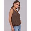 image:imageANRABESS Women Tank Tops Summer V Neck Sleeveless Casual Loose Fit Cute Cami Basic T Shirts Solid Tees 2026 Trendy OutfitsDark Brown