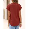 image:imageANRABESS Women Tops Short Sleeve V Neck Eyelet Shirts Dressy Casual Blouses 2026 Summer Tee TShirts Vacation OutfitsBurnt Orange