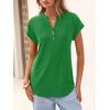 image:imageANRABESS Women Tops Short Sleeve V Neck Eyelet Shirts Dressy Casual Blouses 2026 Summer Tee TShirts Vacation OutfitsGreen