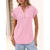 image:imageANRABESS Women Tops Short Sleeve V Neck Eyelet Shirts Dressy Casual Blouses 2026 Summer Tee TShirts Vacation OutfitsPink