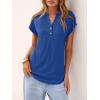 image:imageANRABESS Women Tops Short Sleeve V Neck Eyelet Shirts Dressy Casual Blouses 2026 Summer Tee TShirts Vacation OutfitsRoyal Blue