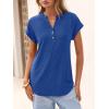 image:imageANRABESS Women Tops Short Sleeve V Neck Eyelet Shirts Dressy Casual Blouses 2026 Summer Tee TShirts Vacation OutfitsRoyal Blue