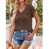 image:imageANRABESS Women Tops Summer Sweaters Short Sleeve V Neck Shirts 2026 Spring Fashion Dressy Casual Business Tunic BlousesBrown