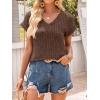 image:imageANRABESS Women Tops Summer Sweaters Short Sleeve V Neck Shirts 2026 Spring Fashion Dressy Casual Business Tunic BlousesBrown