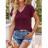 image:imageANRABESS Women Tops Summer Sweaters Short Sleeve V Neck Shirts 2026 Spring Fashion Dressy Casual Business Tunic BlousesBurgundy
