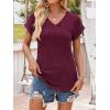 image:imageANRABESS Women Tops Summer Sweaters Short Sleeve V Neck Shirts 2026 Spring Fashion Dressy Casual Business Tunic BlousesBurgundy