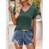 image:imageANRABESS Women Tops Summer Sweaters Short Sleeve V Neck Shirts 2026 Spring Fashion Dressy Casual Business Tunic BlousesGreen