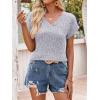 image:imageANRABESS Women Tops Summer Sweaters Short Sleeve V Neck Shirts 2026 Spring Fashion Dressy Casual Business Tunic BlousesGrey