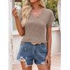image:imageANRABESS Women Tops Summer Sweaters Short Sleeve V Neck Shirts 2026 Spring Fashion Dressy Casual Business Tunic BlousesKhaki