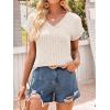 image:imageANRABESS Women Tops Summer Sweaters Short Sleeve V Neck Shirts 2026 Spring Fashion Dressy Casual Business Tunic BlousesLight Khaki