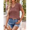 image:imageANRABESS Women Tops Summer Sweaters Short Sleeve V Neck Shirts 2026 Spring Fashion Dressy Casual Business Tunic BlousesRust
