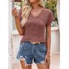 image:imageANRABESS Women Tops Summer Sweaters Short Sleeve V Neck Shirts 2026 Spring Fashion Dressy Casual Business Tunic BlousesRust